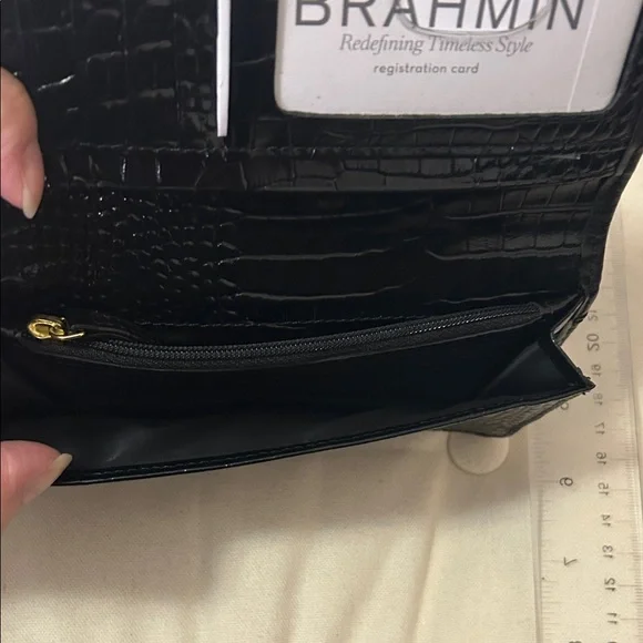 Black Brahmin Crocodile Pattern Wristlet Wallet - Picture 4 of 4